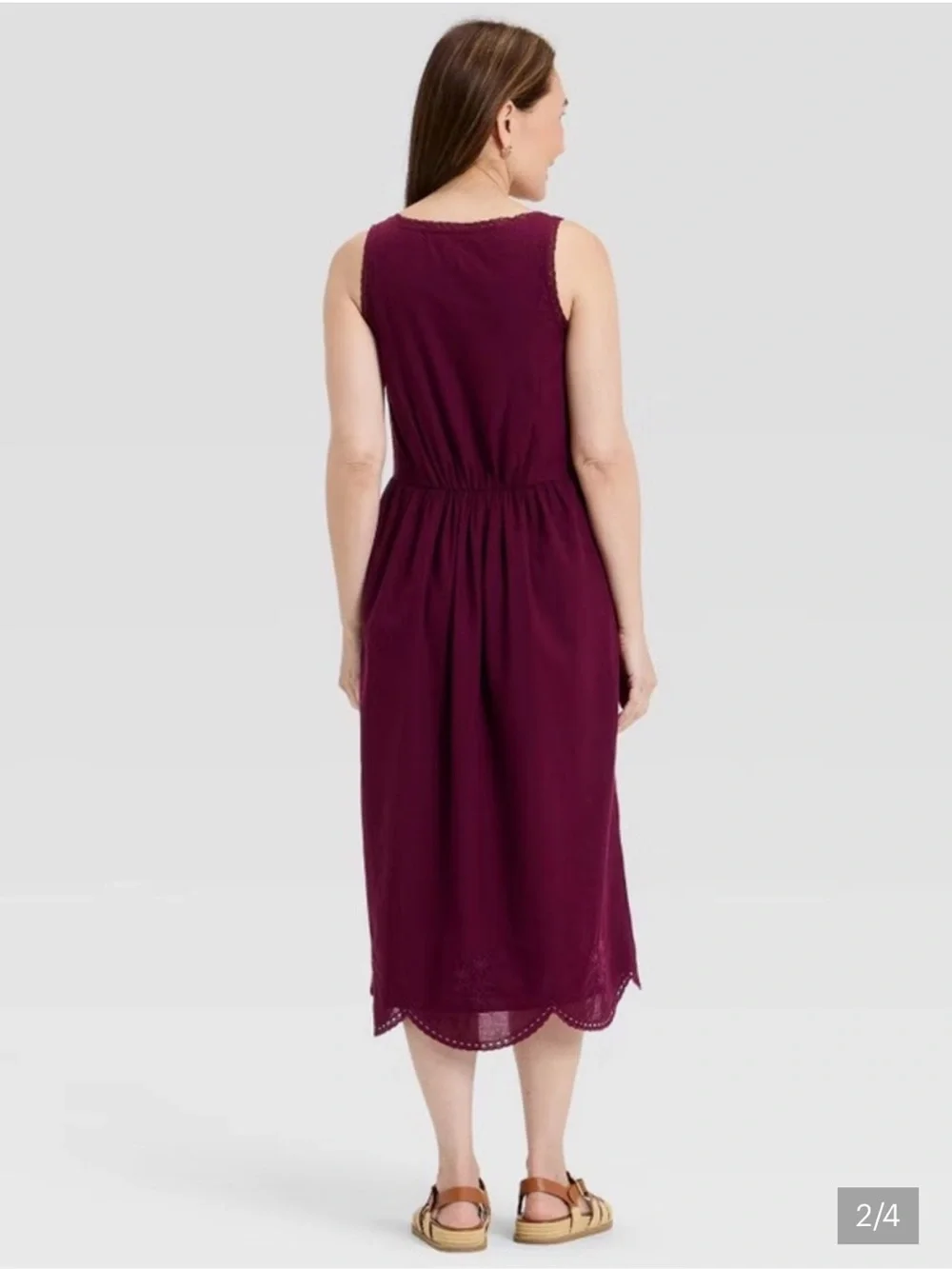 Universal Thread Women’s Sleeveless Button-Up Midi A Line Dress Berry Purple